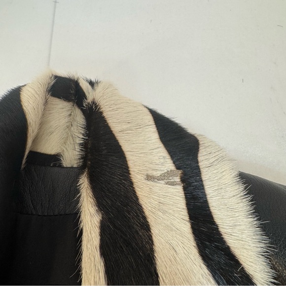 Vintage X Ethnix Leather Cow Hair Contrasting Zebra Leopard Print Oversized Vest - Picture 12 of 14